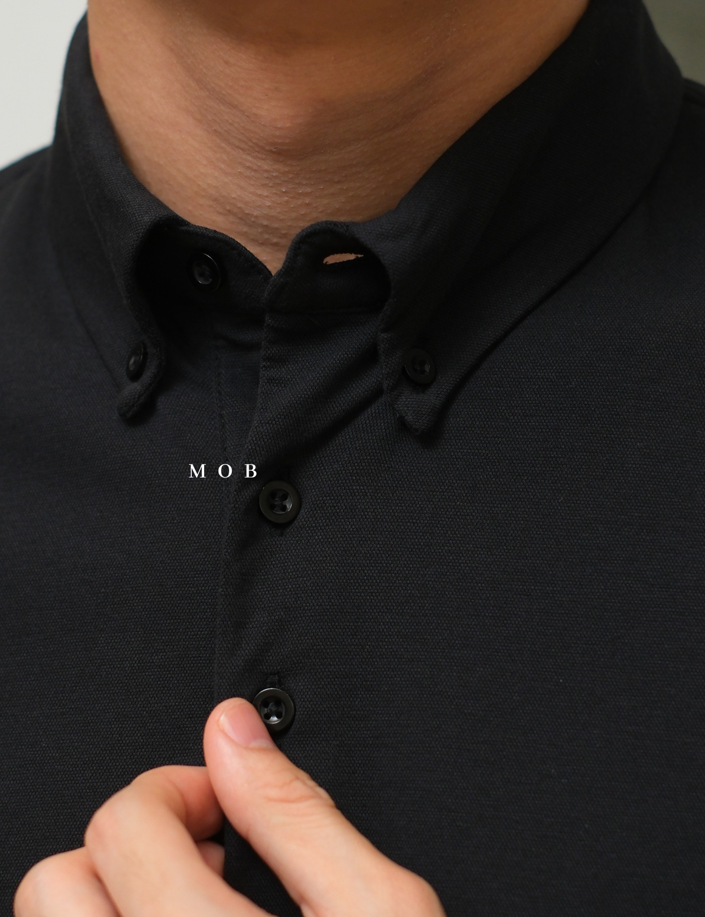 ARK01SSP011 Hybrid Button Down Collar Polo Shirt Grey Black