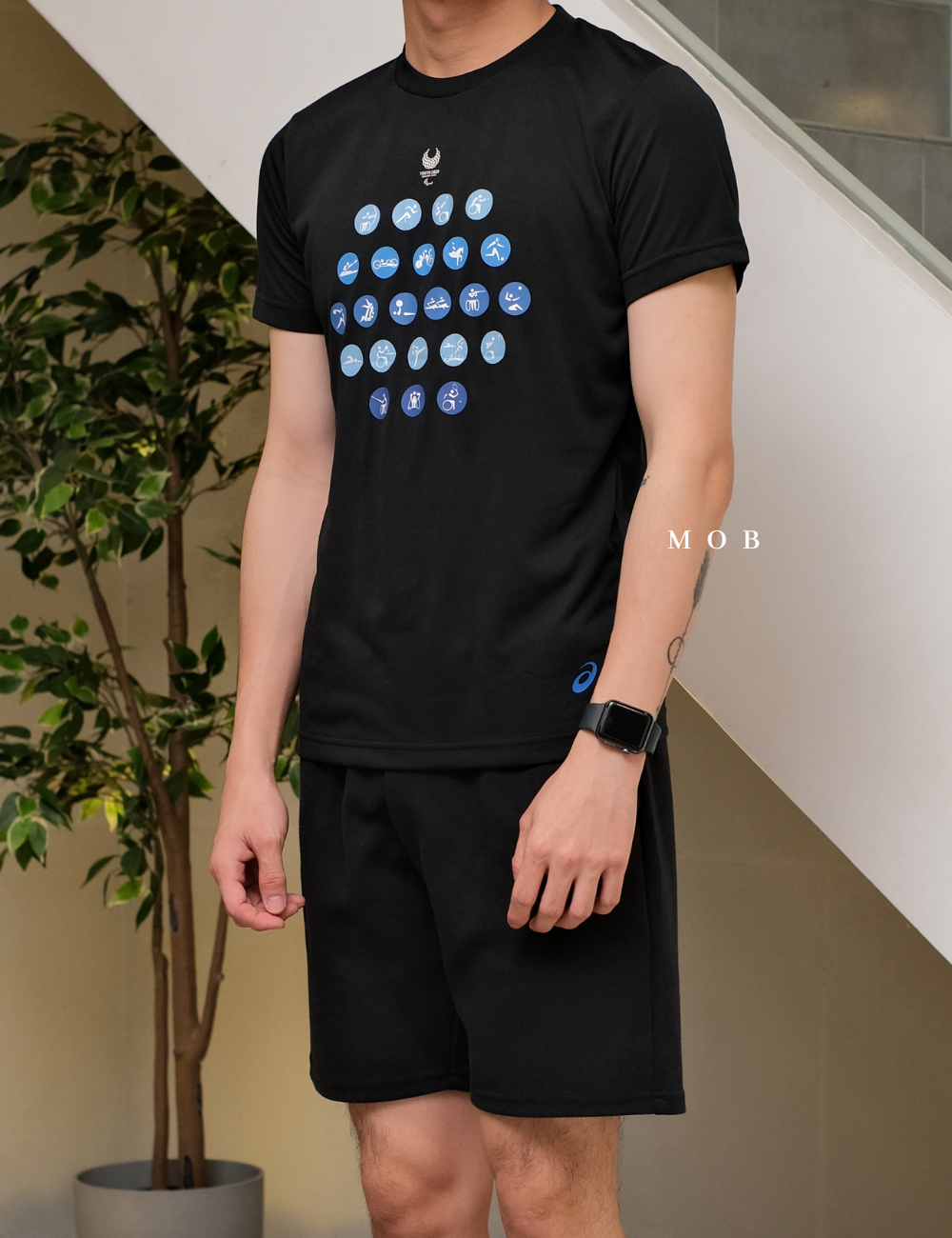 ASSST03002A Paralympic Tokyo 2020 SS Tee Black Blue Logo