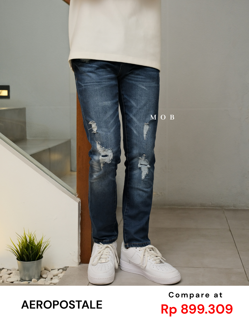 ARPT05002 Skinny Performance Ripped Jeans Blue