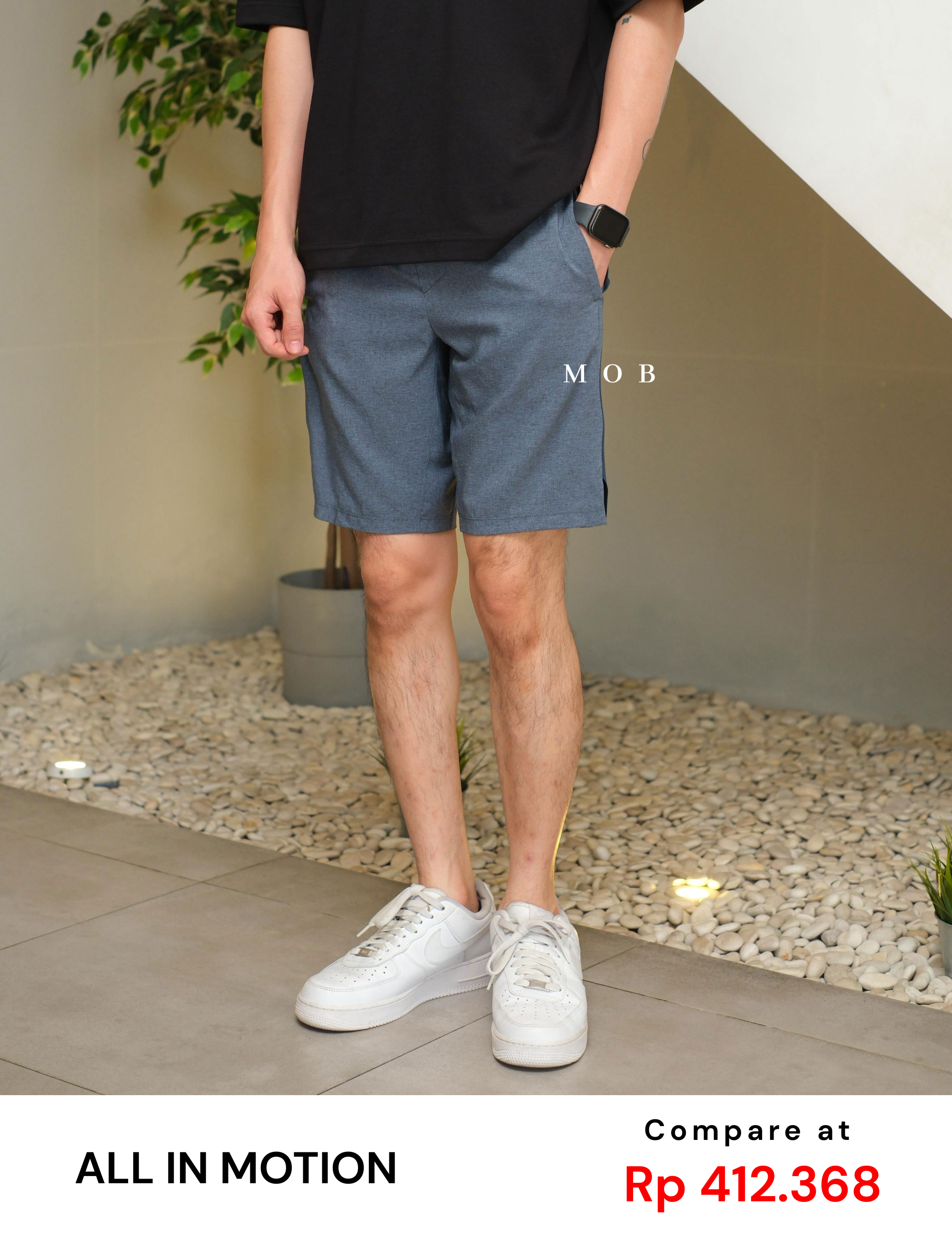 AIMSR02001 2 in 1 Shorts 9" Blue Grey