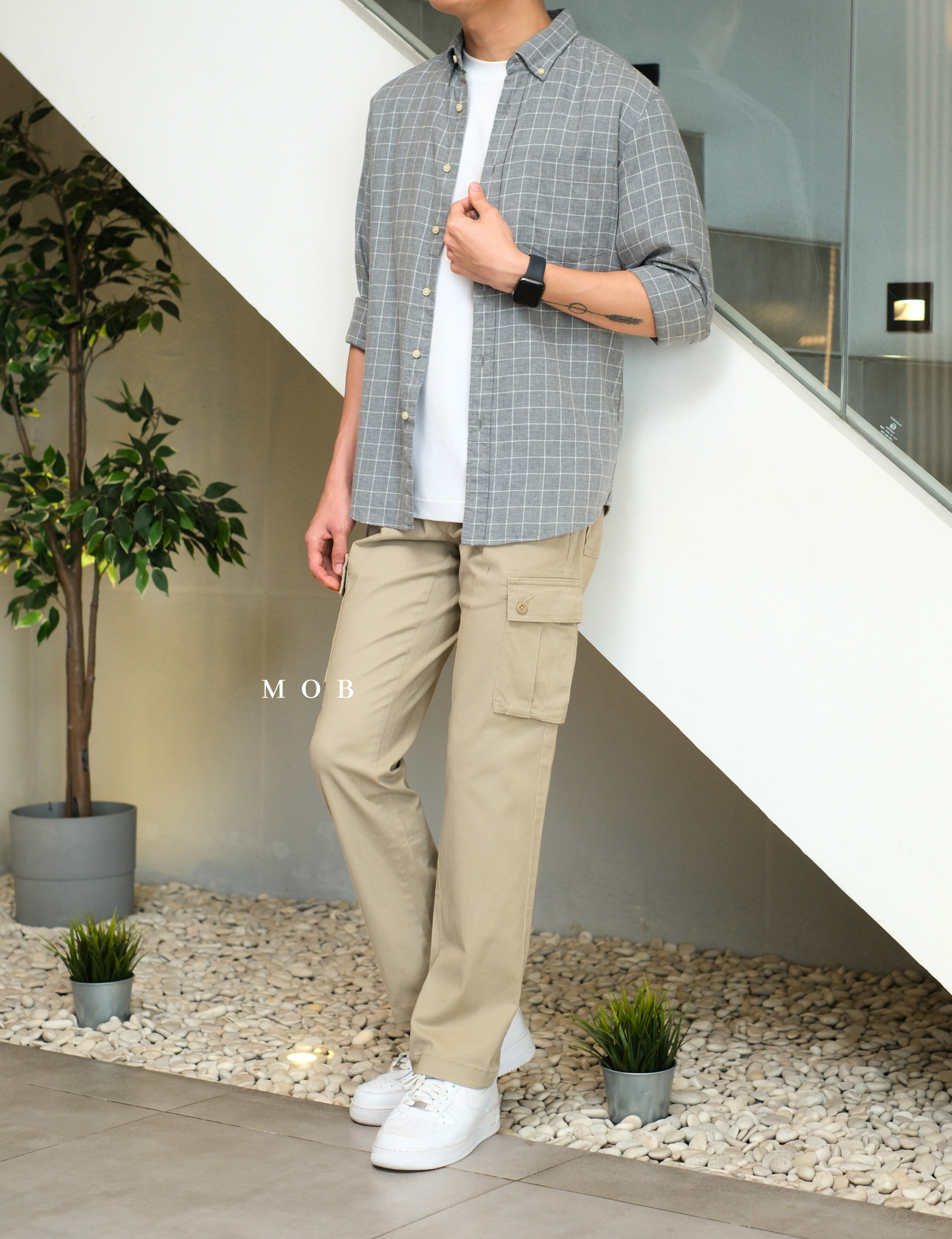 AZEPT06007 SLIM Fit Cargo Pants Beige