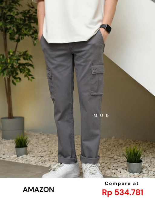 Image of AZEPT06003 SLIM Fit Cargo Pants Grey