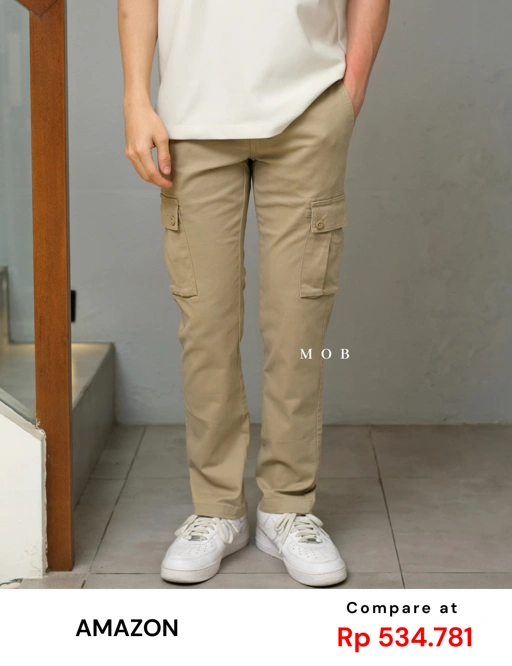 Image of AZEPT06007 SLIM Fit Cargo Pants Beige