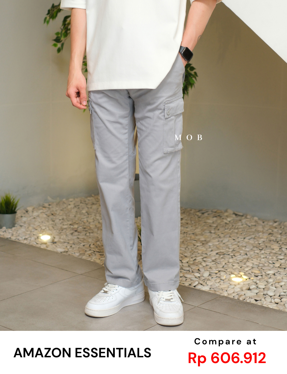AZEPT05008 Straight Fit Cargo Pants Cloud Grey 
