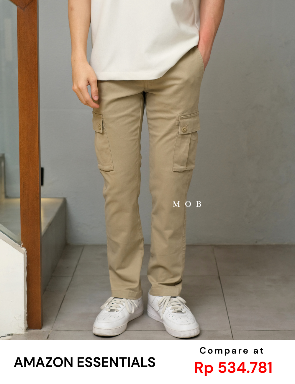 AZEPT06007 SLIM Fit Cargo Pants Beige