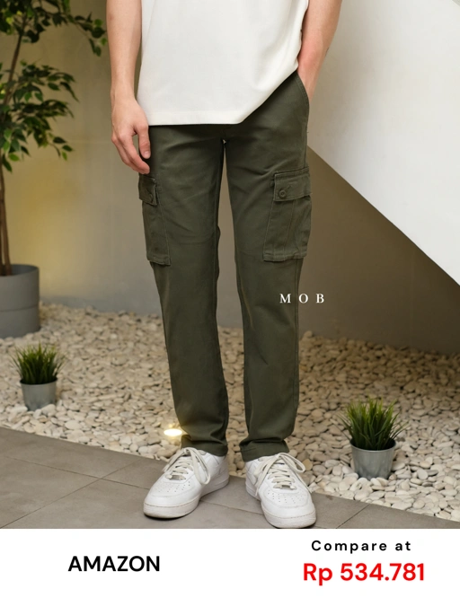 Image of AZEPT06004 SLIM Fit Cargo Pants Olive 