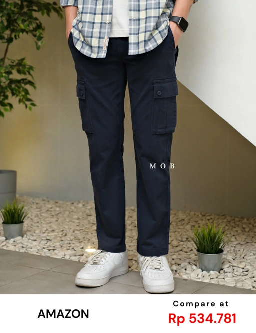 Image of AZEPT06001 SLIM Fit Cargo Pants Navy