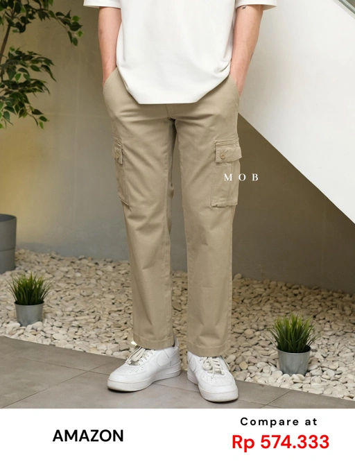 Image of [BEST DEAL!] AZEPT05004 Straight Fit Cargo Pants Beige 