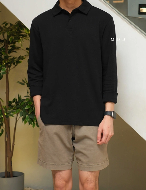Image of BRPLS01003 Luxe Touch Performance LS Polo Black