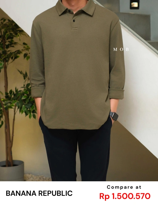 Image of BRPLS01002 Luxe Touch Performance LS Polo Olive