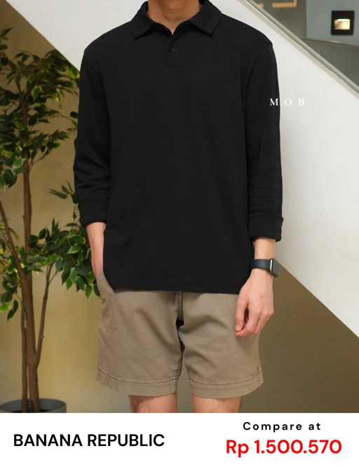 Image of BRPLS01003 Luxe Touch Performance LS Polo Black