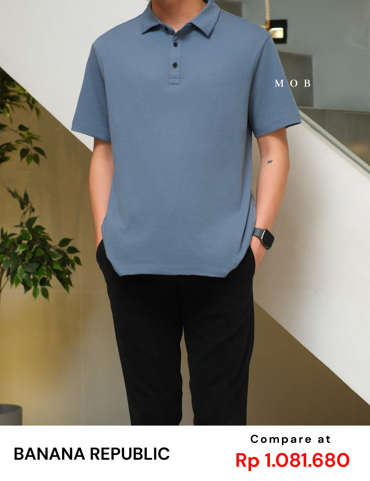 BRPSS01001B Luxe Touch Performance Polo SS Blue Grey