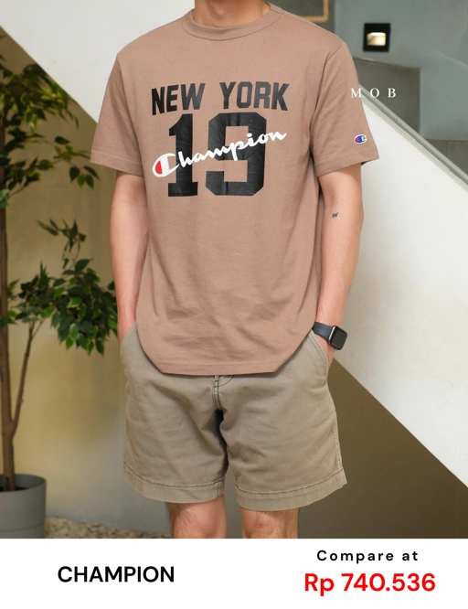 Image of CHMPSST2411 New York 19 Logo SS Tee Brown