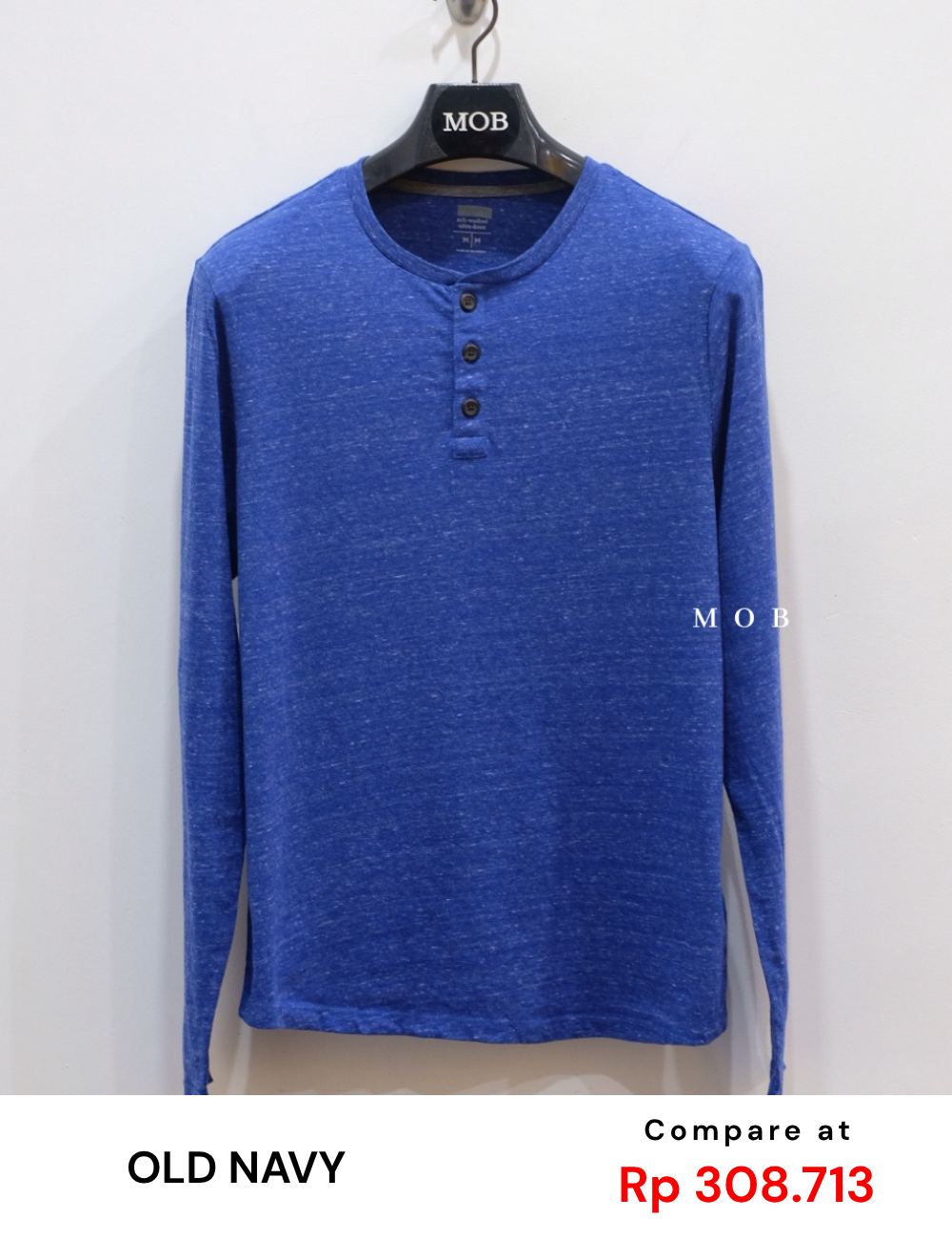ONLST03001C Soft Washed Henley Tee LS Dark Blue Misty
