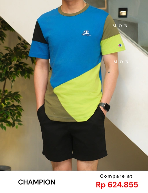CHMPSST2012B Patchwork Blue/Stabilo/Army Applique Logo Tee