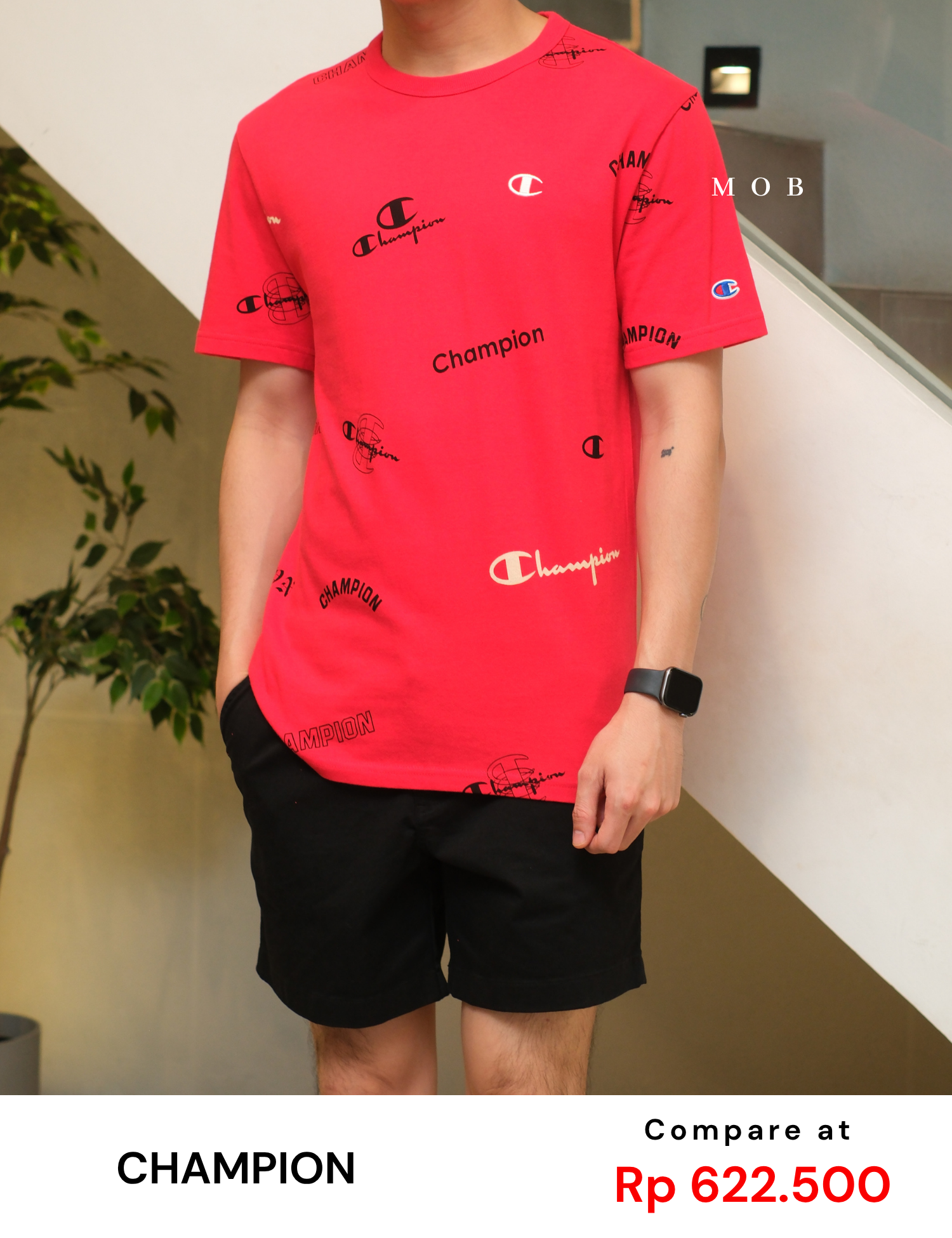 CHMPSST2022 All Over Logo SS Tee Red