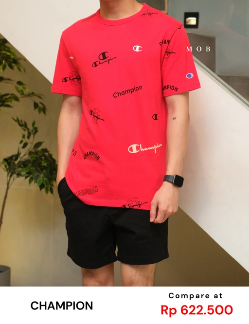 CHMPSST2022 All Over Logo SS Tee Red