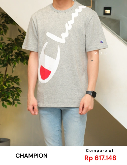 CHMPSST1402A Heritage Tee Wraparound Logo Grey