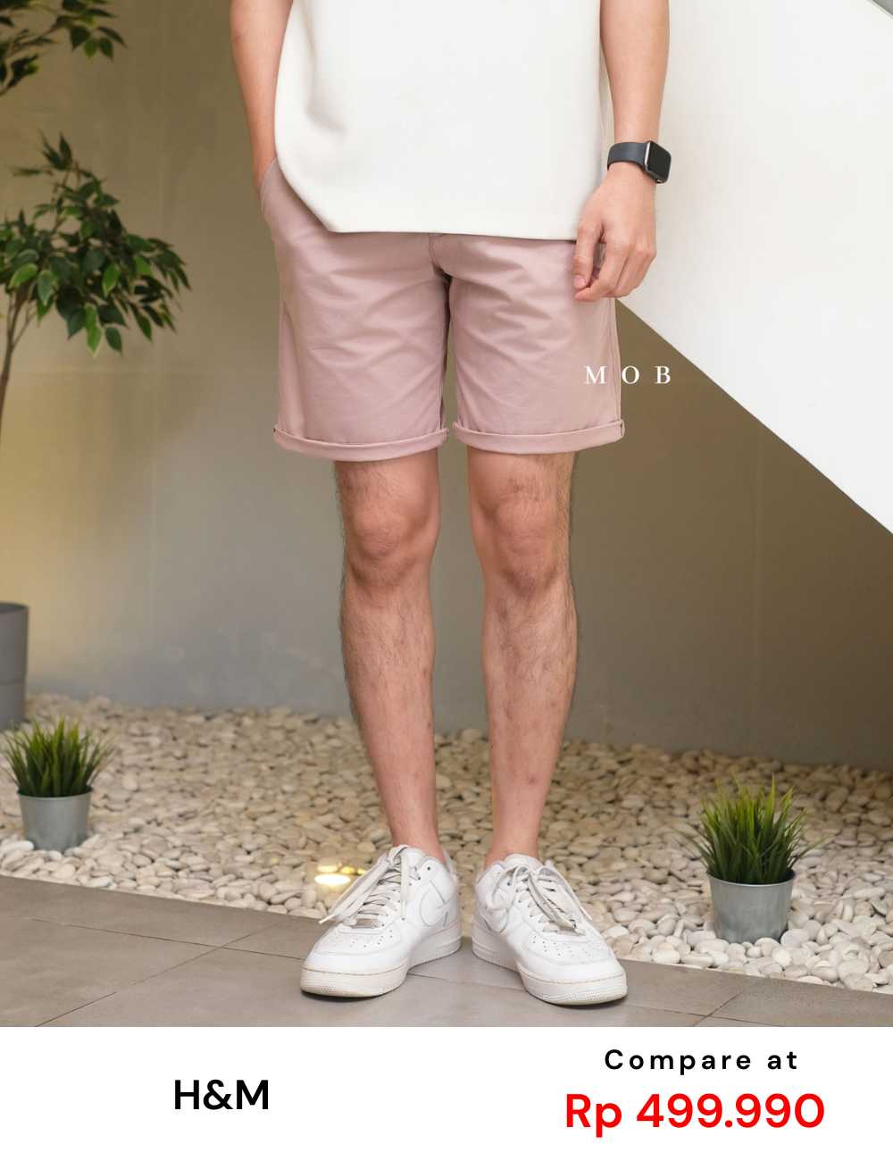 HMSR03001 Slim Fit Chino Shorts Pale Pink