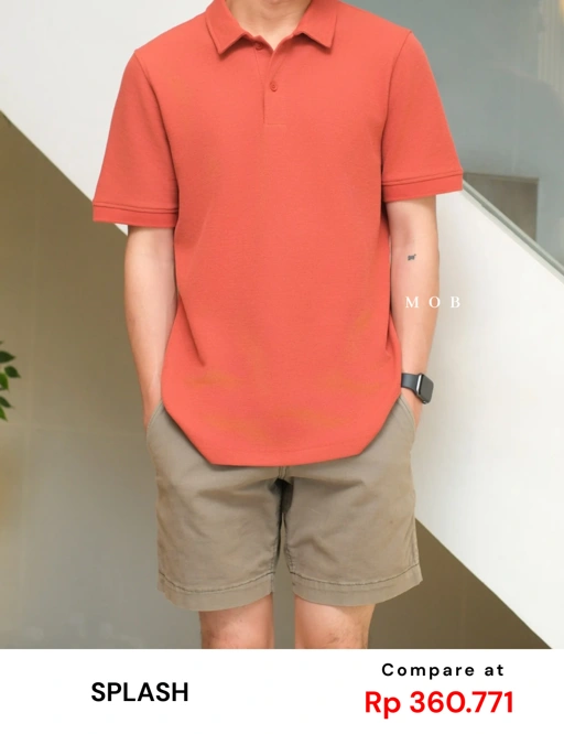 Image of SPLPSS01004 Textured Polo SS Terracotta