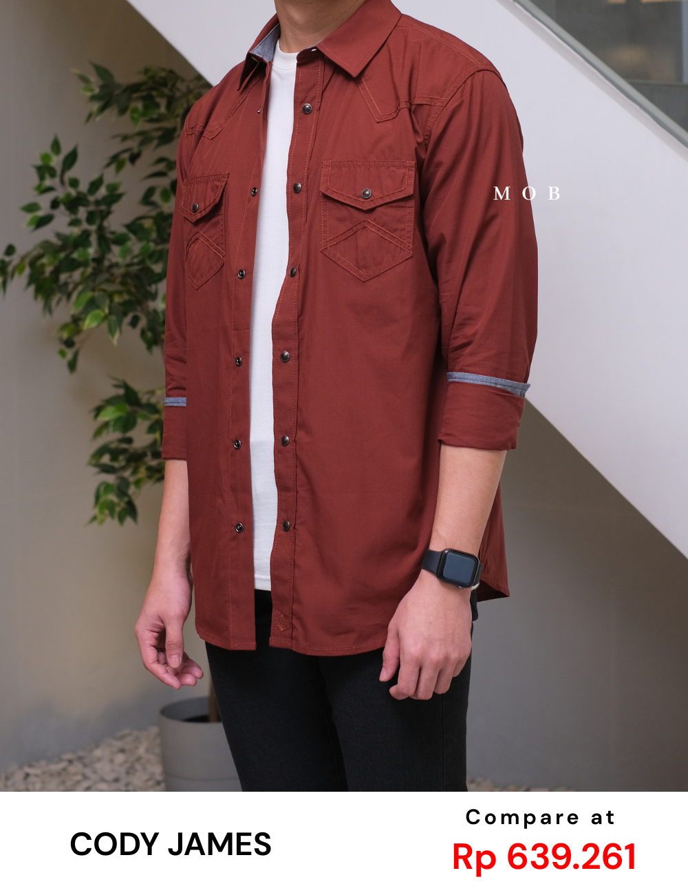 CJLSS02001 Fired Up Solid Terracotta LS Shirt