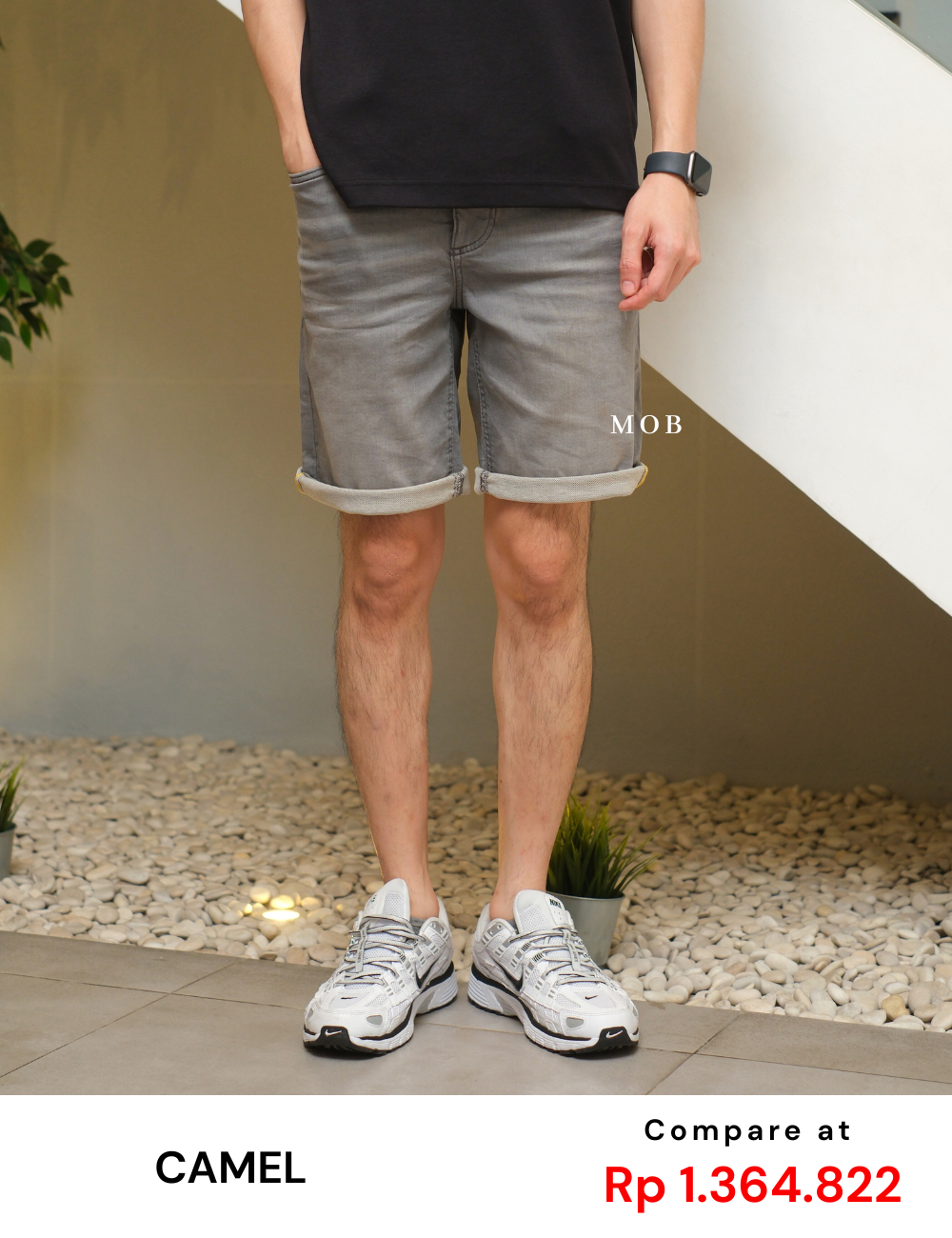 CASR01001 Active Denim Shorts Smoke Grey
