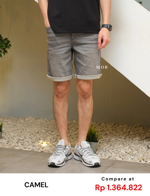 Image of CASR01001 Active Denim Shorts Smoke Grey