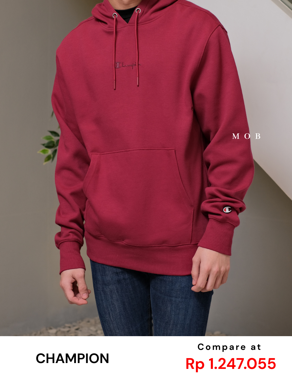 CHMPHOD1706C Tech Weave Flex Hoodie Cranberry