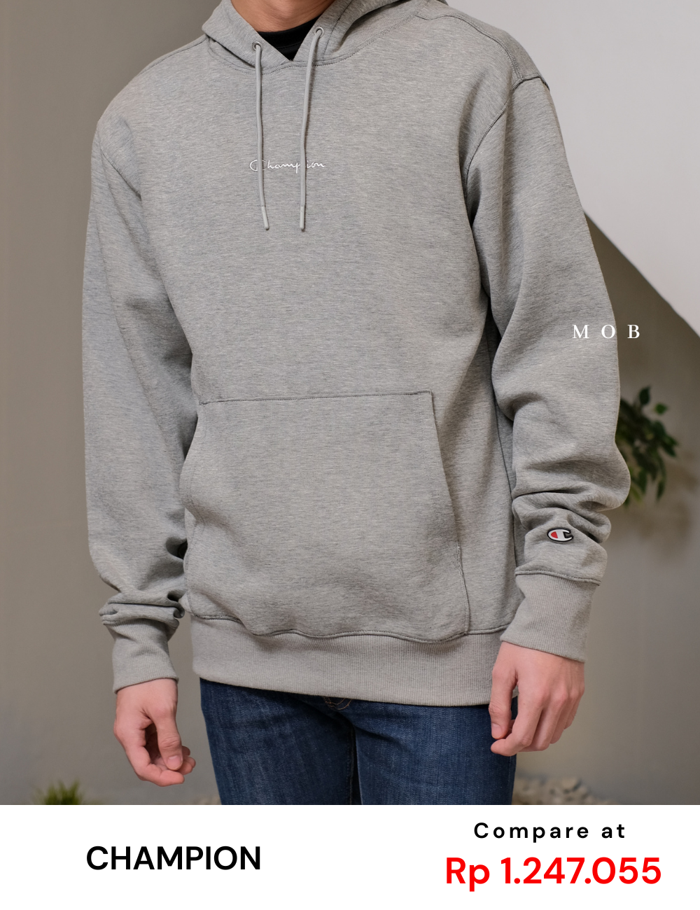 CHMPHOD1706B Tech Weave Flex Hoodie Oxford Grey