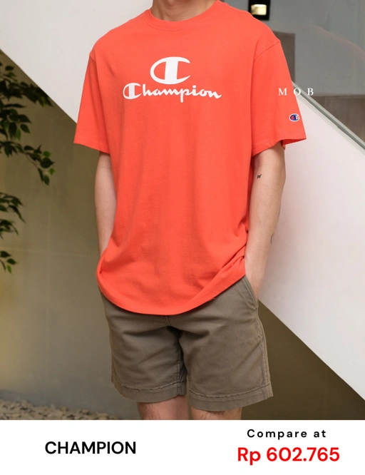 Image of CHMPSST2139 Lightweight Big Logo Script SS Tee Orange