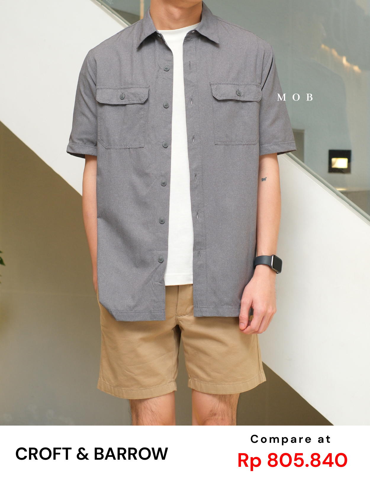 CNBSSS03001A Quick Dry Classic Fit SS Shirt Grey