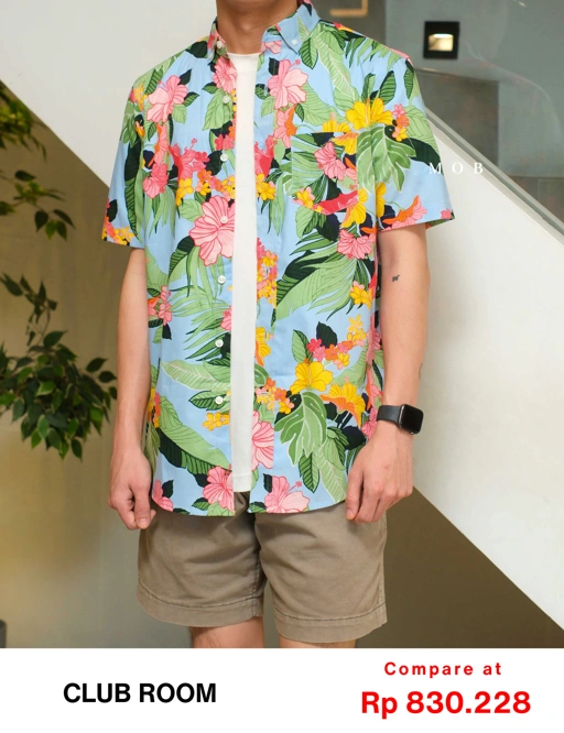 Image of CRSSS03009 Summer Tropical SS Shirt Sky Blue