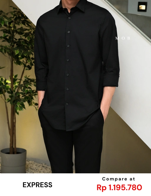 EXLSS01001 MODERN Stretch 1MX LS Shirt Black