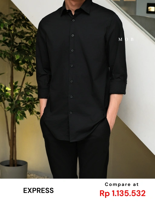 Image of EXLSS01001 MODERN Stretch 1MX LS Shirt Black