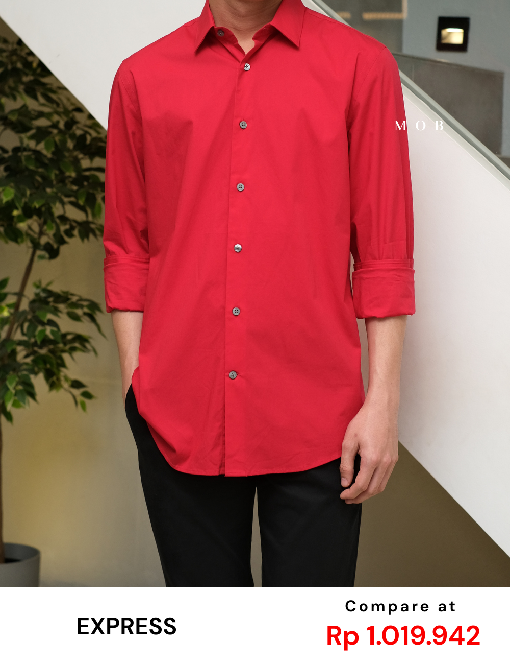EXLSS01006 MODERN Stretch 1MX LS Shirt Red