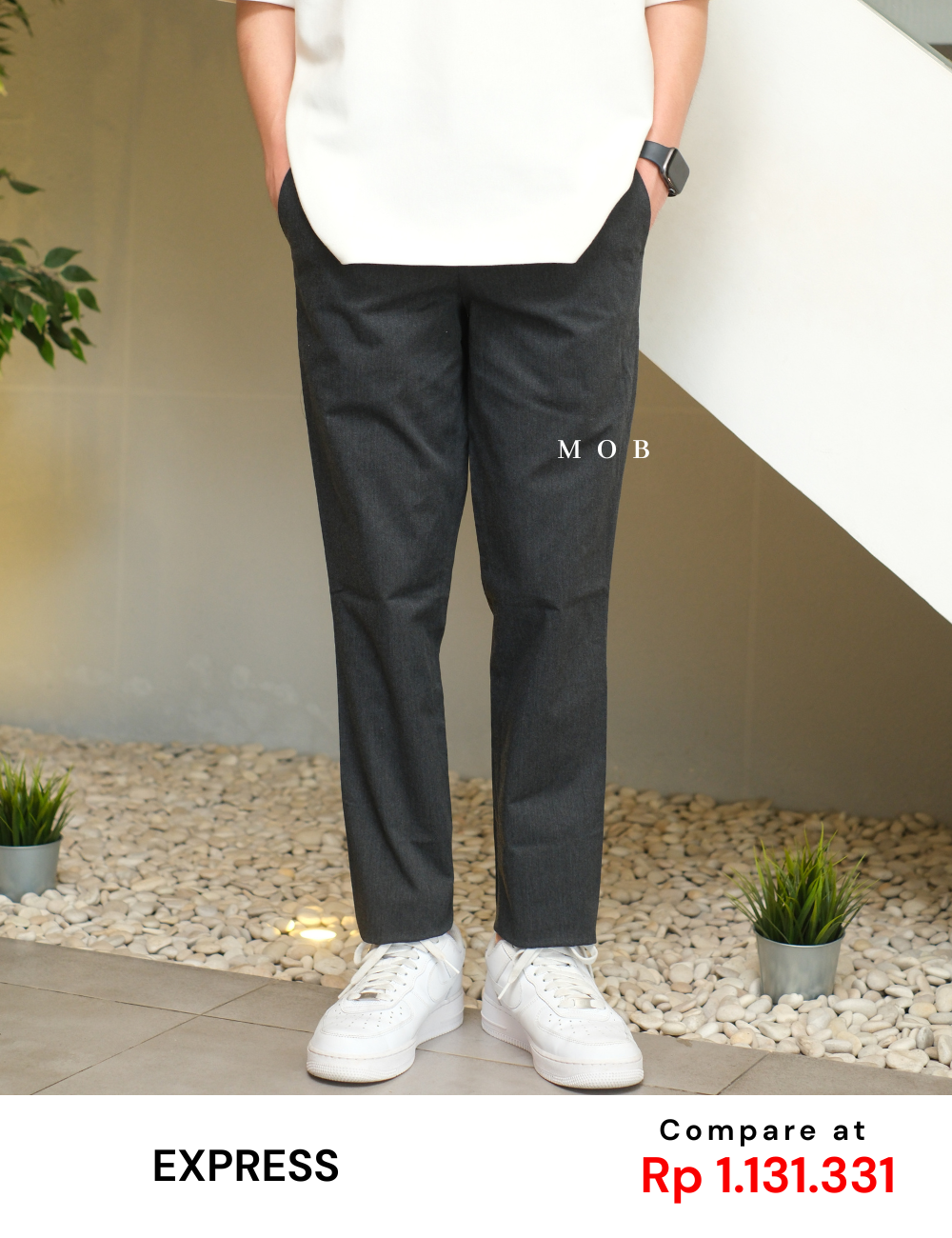 EXPT1804B Slim Stretch Pants Dark Grey Misty