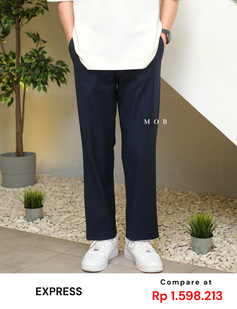 EXPT1401 Producer Modern Fit Pants Navy Textured
