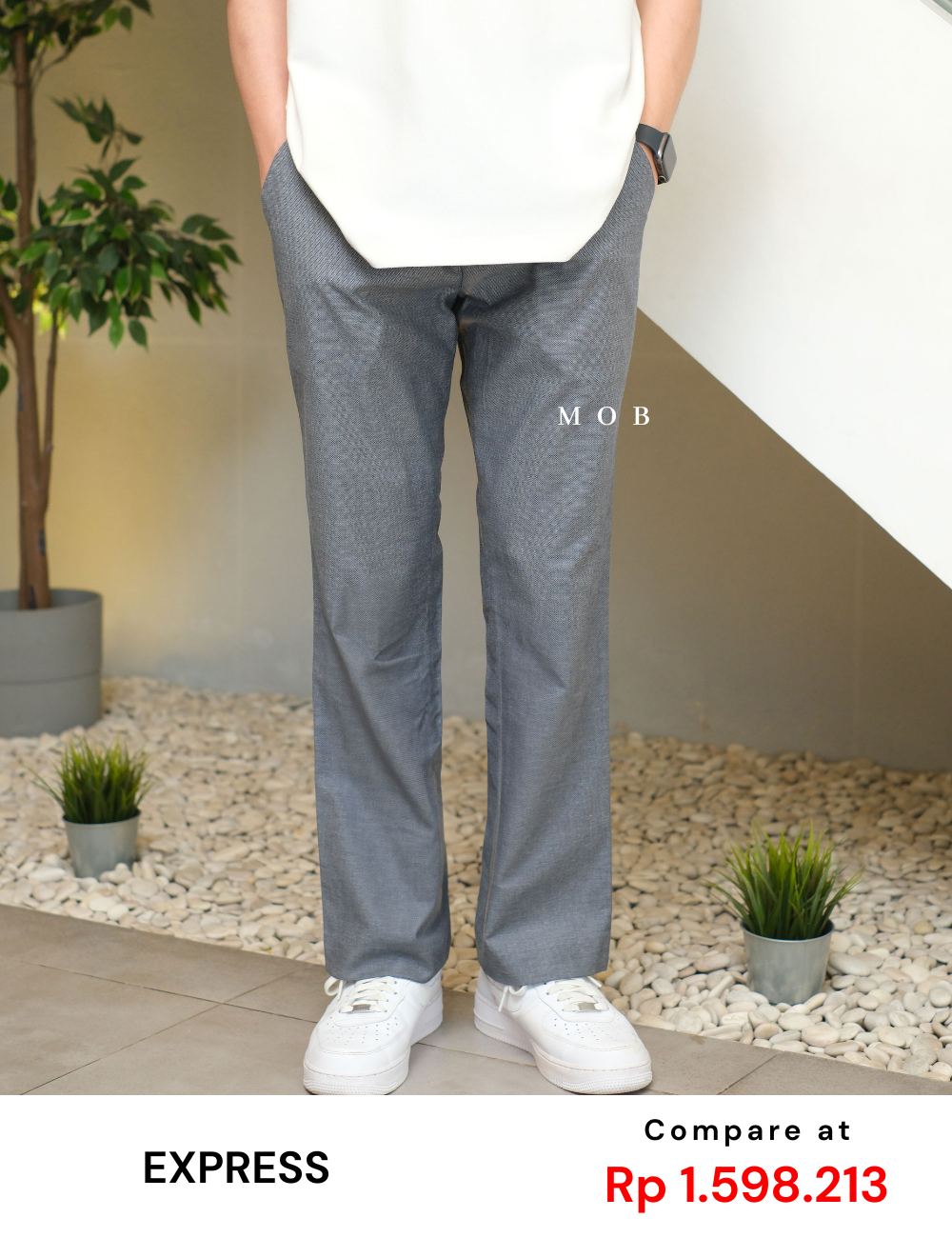 EXPT1402A Producer Modern Fit Pants Navy Grey Textured