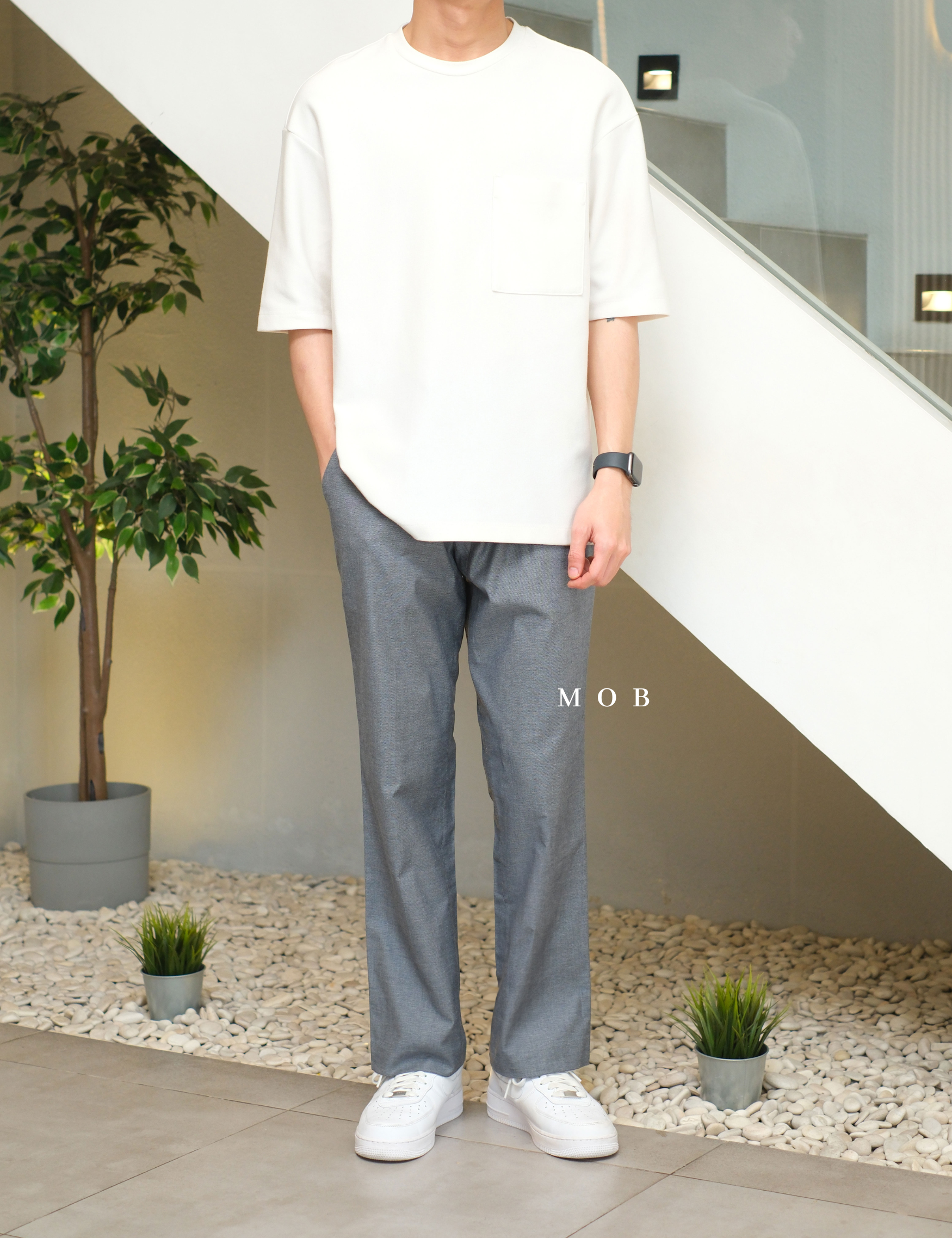 EXPT1402A Producer Modern Fit Pants Navy Grey Textured