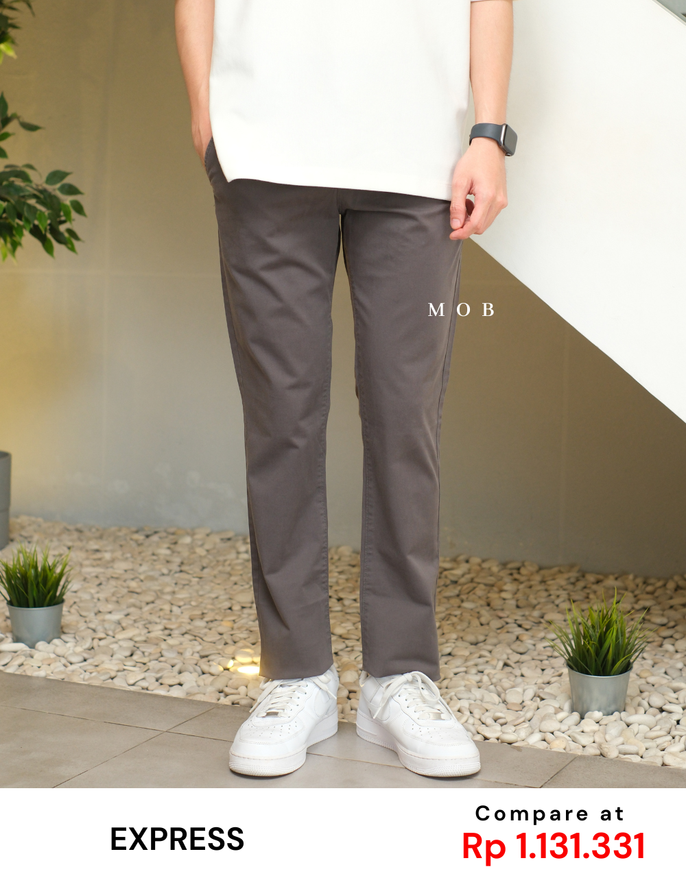 EXPT1805 Slim Garment Dyed Stretch Pants Dark Grey