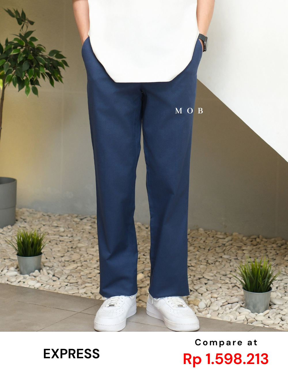 EXPT1402B Producer Modern Fit Pants Dark Blue Textured
