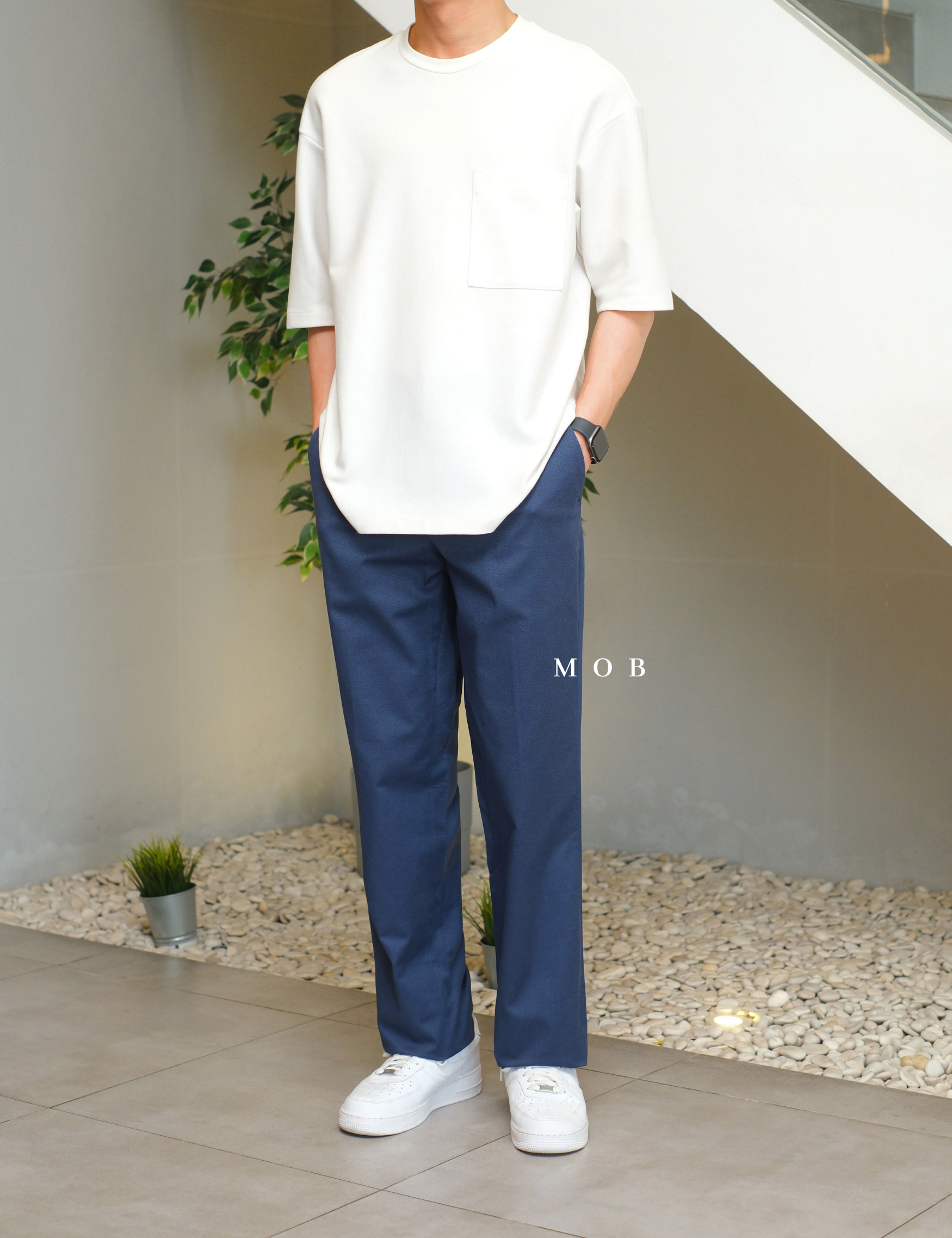 EXPT1402B Producer Modern Fit Pants Dark Blue Textured