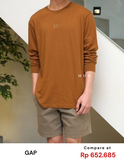 Image of GPLST08006A Middle Logo LS Tee Brown