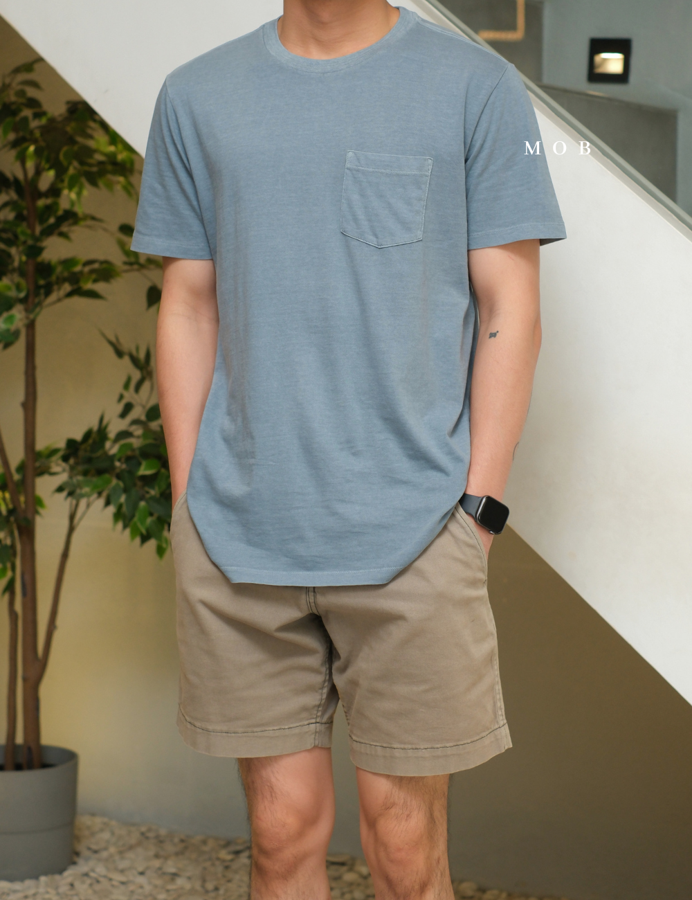 GPSST1001A Basic Pocket Tee Pearl Blue Grey