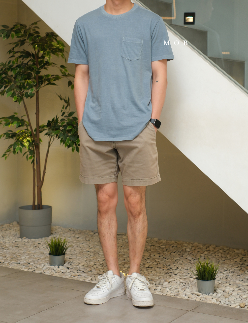 GPSST1001A Basic Pocket Tee Pearl Blue Grey