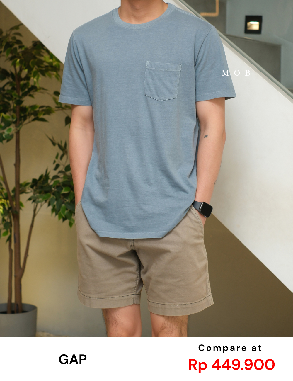 GPSST1001A Basic Pocket Tee Pearl Blue Grey