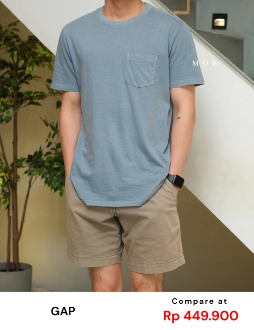 Image of GPSST1001A Basic Pocket Tee Pearl Blue Grey