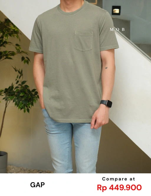 Image of GPSST1001K Basic Pocket Tee Sage Green