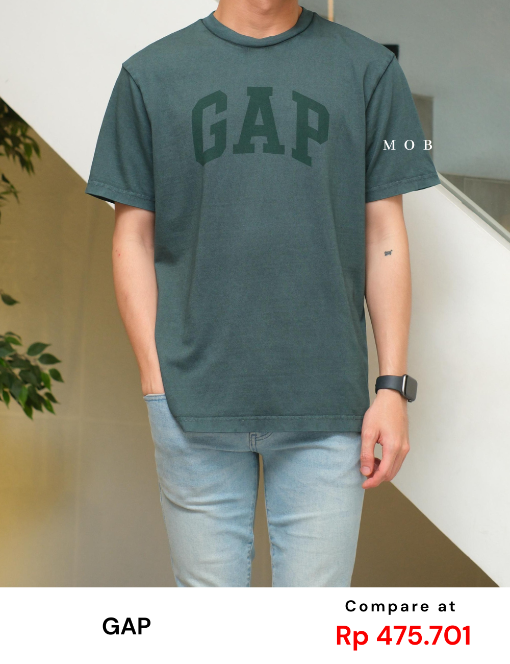 GPSST2005B Arch Logo SS Tee Dark Green Washed
