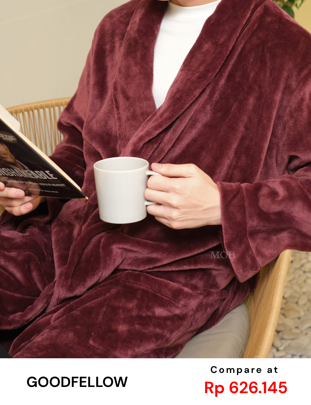 GFSLW01001 Fluffy Plush Robe Burgundy 